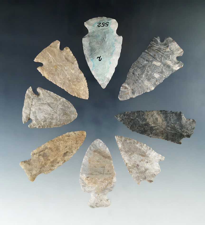 Set of 8 Assorted Artifacts found in Ohio, largest is 2 5/8".