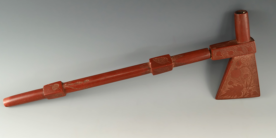 Exceptional Catlinite Pipe and stem that is 15 3/8" overall length. Circa 1890-1920. Pictured!