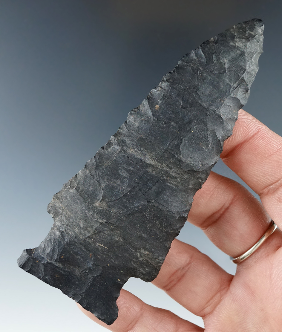 4 1/16" Paleo Stringtown Lance found in Allegheny County New York. Ex. Howdy Lang collection.