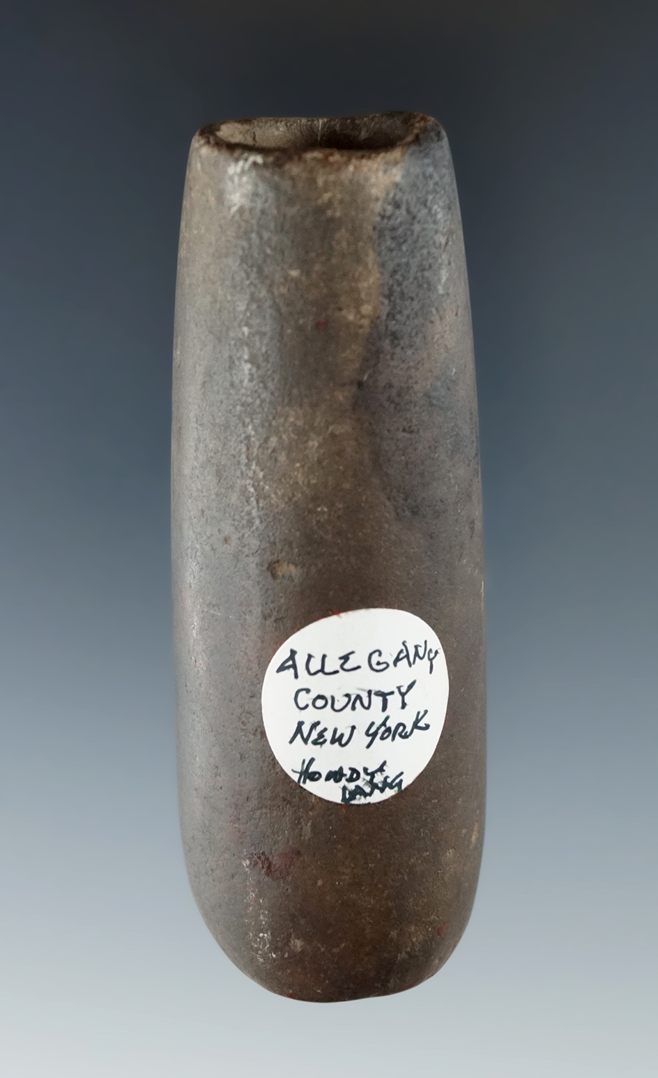 3 1/4" Fluted Tubular Bannerstone found in Allegheny County New York. Ex. Howdy Lang.