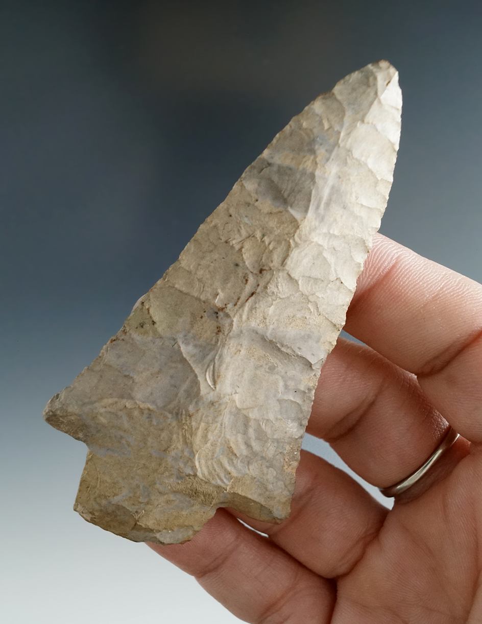 3 7/16" Onondaga Flint Adena- Allegheny County New York with minor restoration to one ear.