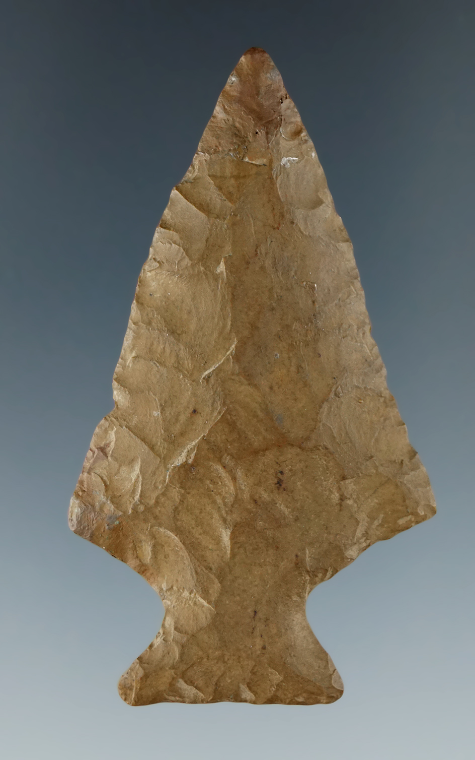 2 7/16" Jasper Perkiomen - restoration to 3/8" of tip and one ear found in Allegheny Co., NY.