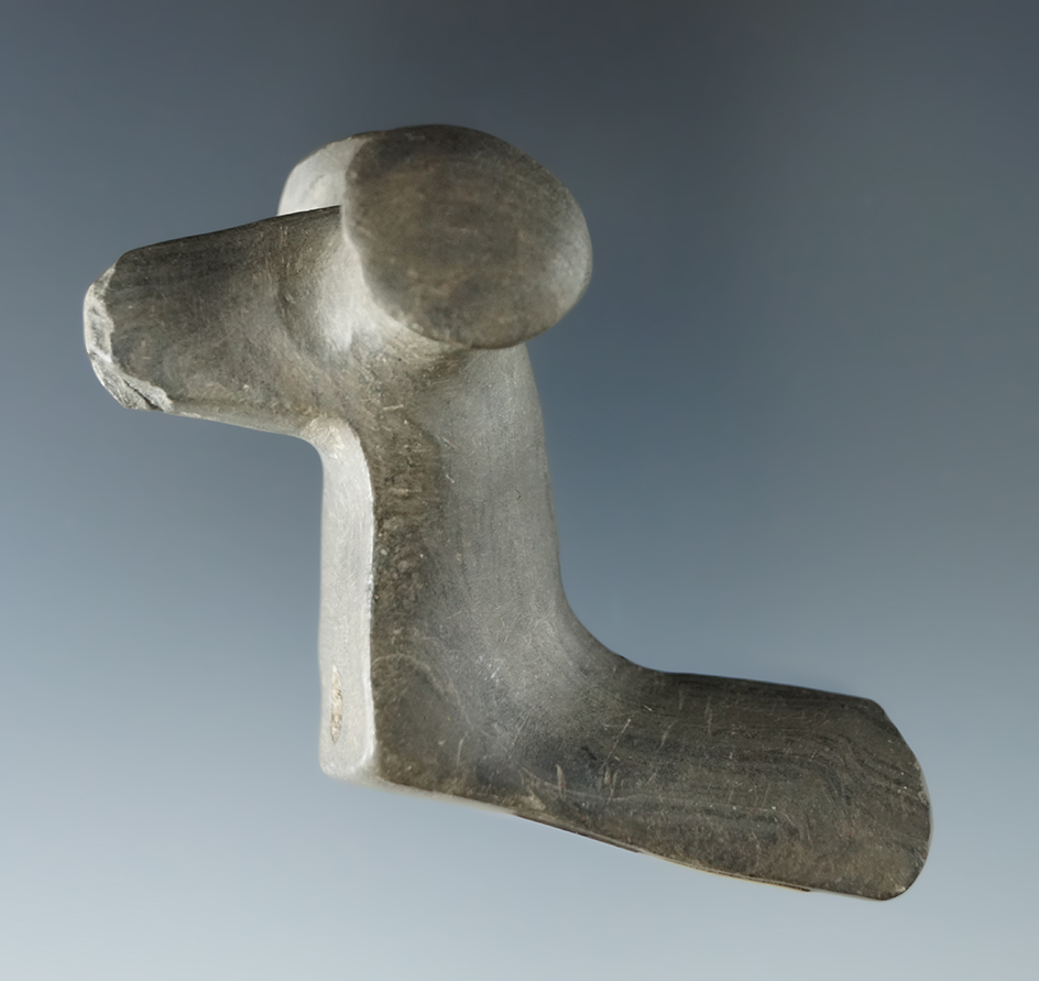 2 3/4" Popeye Birdstone half. Made from Banded Glacial Slate, found in Geneva, Ontario Co., NY.