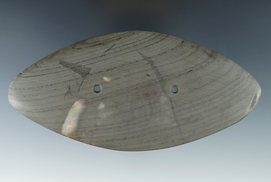 Large 6 1/16" beautifully made Oval Gorget found near Stowe, Chautauqua County New York.