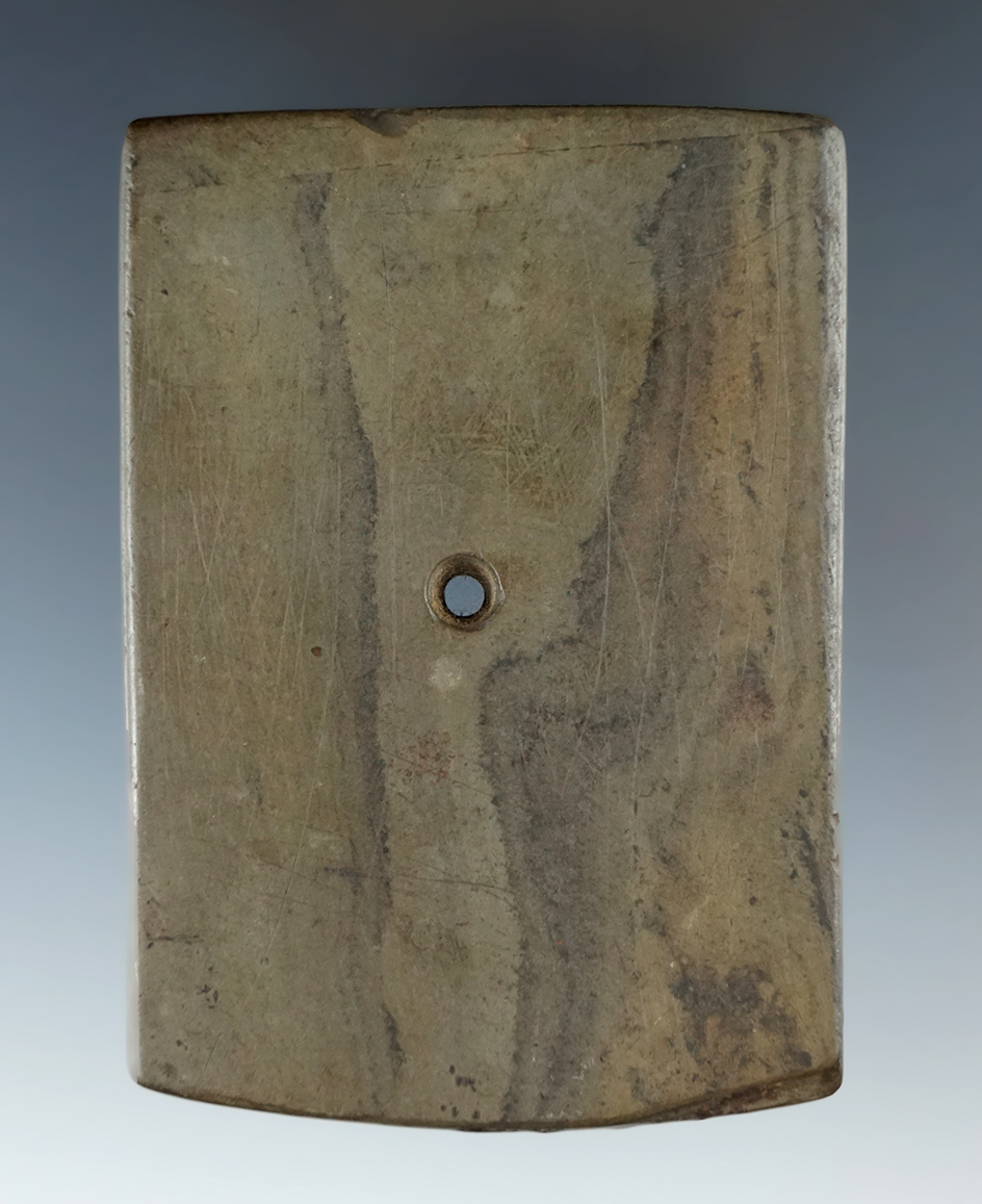 3 1/2" Beautiful green Banded Slate Gorget found near Boughton Hill, Ontario County New York.