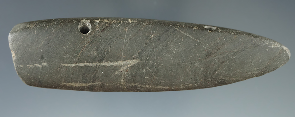 4 1/8" Drilled Boatstone that was anciently salvaged found in Allegheny County New York.