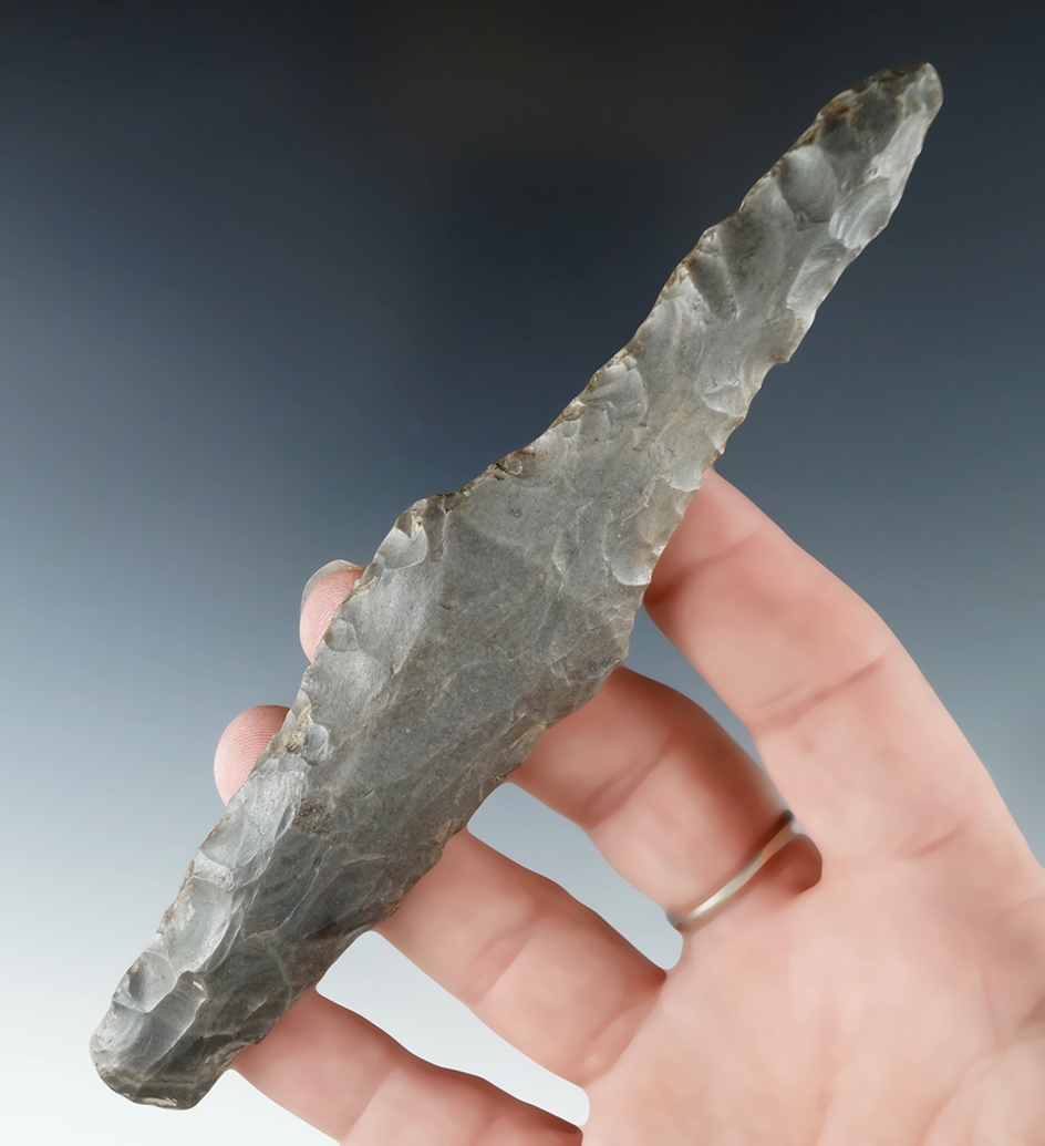 Large and nice! 5 5/8" Flint Pipe Drill found in Herkimer County New York - attractive material.