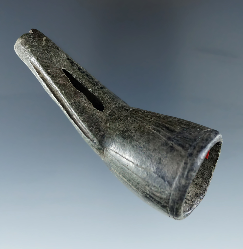 Pictured! 3 5/16" Steatite Obtuse Angle Pipe that is heavily engraved - Canadagua, Ontario Co., NY
