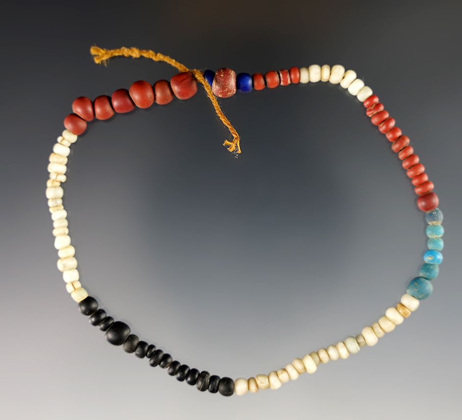 10" Strand of Redwoods, various Seed Beads and "Dutch" Blue beads - Power House Site in Lima, NY.