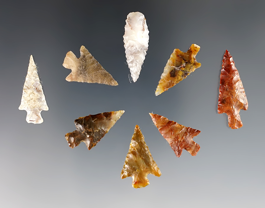 Set of 8 nice Gempoints found near the Columbia River in the Washington/Oregon area. 