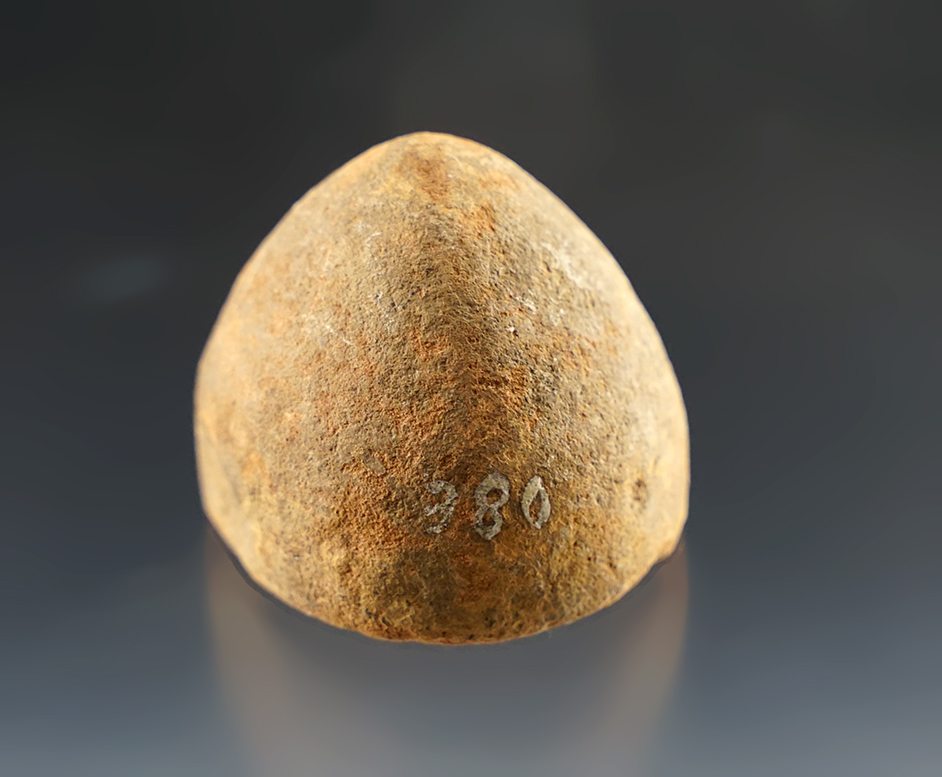 Nicely made 1 7/16" tall Cone made from deeply patinated Sandstone.