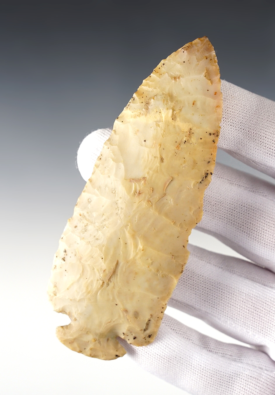 Fantastic 4 1/8" Ohio Dovetail - Flint Ridge Flint. Minor tip rechipping but still displays well. 