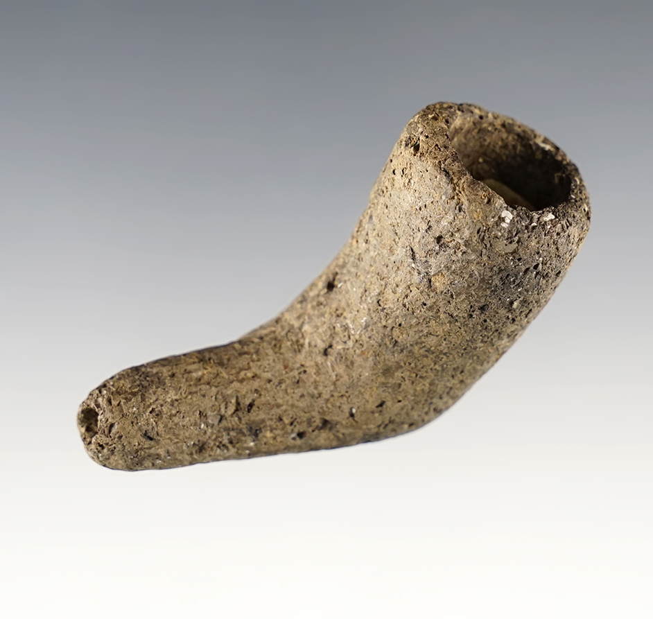 Nice 2" x 1 3/8" Shell Tempered Clay Pipe found around Williams Island, Tennessee.