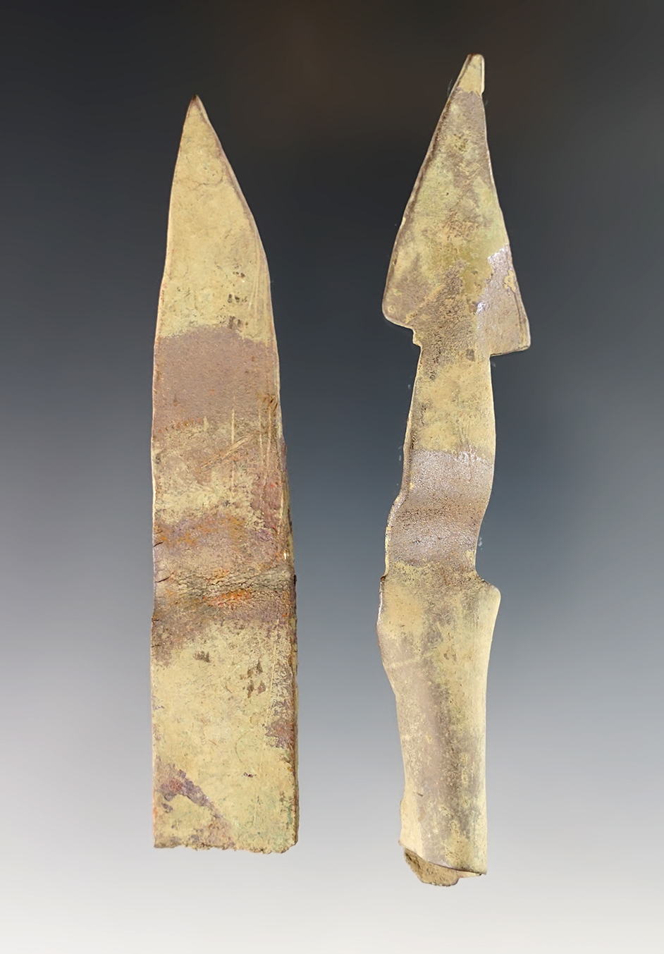 Pair of artifacts including a Kettle Knife and Harpoon. White Springs Site, Geneva, New York.