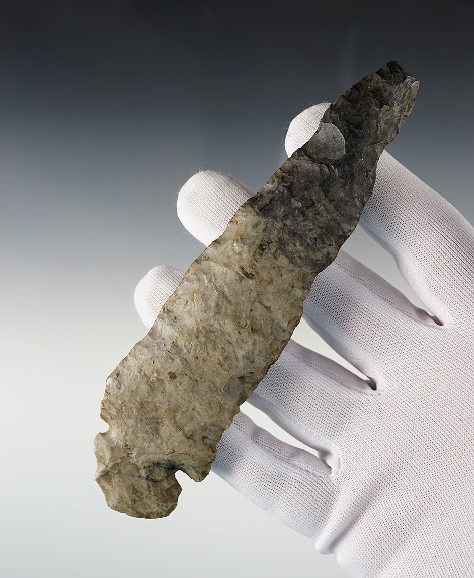 Large 5 13/16" Archaic Cornernotch that was heavily used in ancient times as a knife. Found in Ohio.