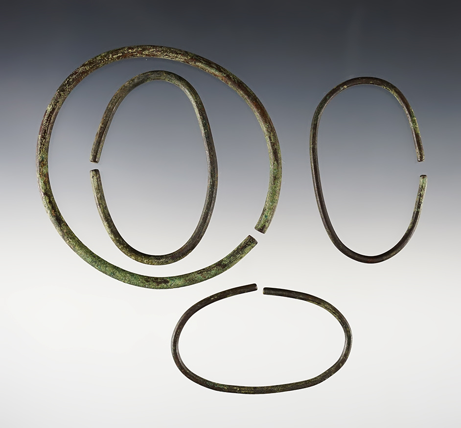 Set of 4 Wire Copper Bracelets found in New York. The largest is 3 5/8".