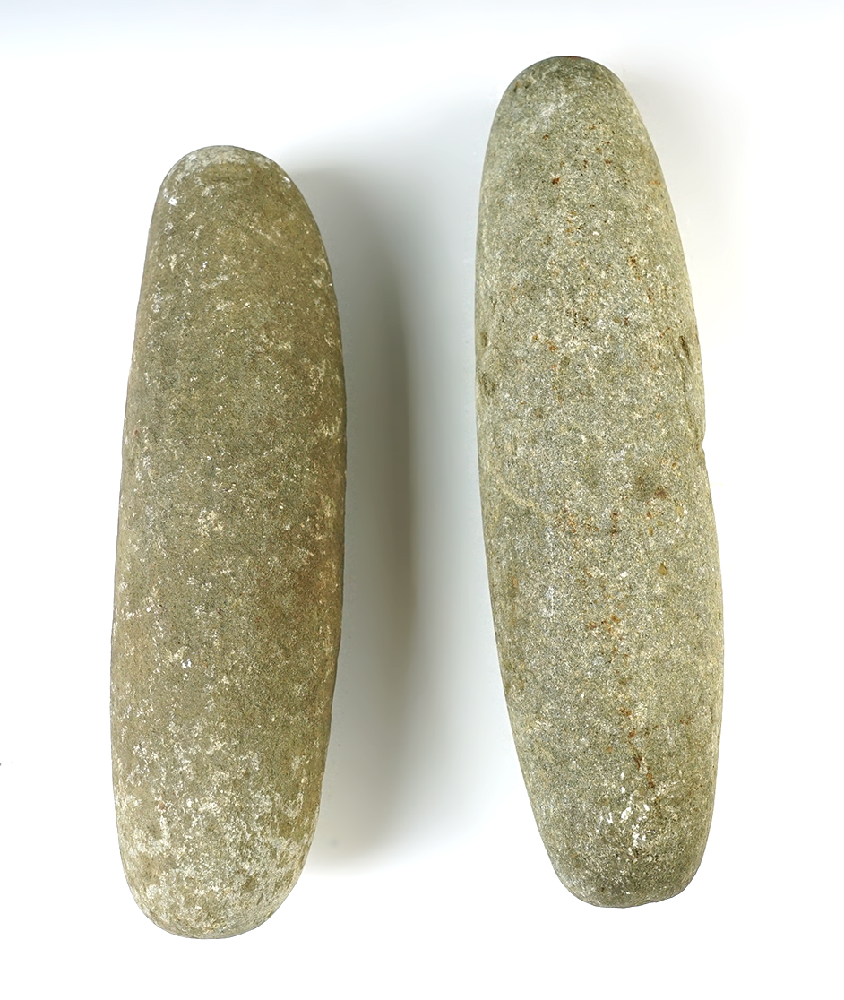 Pair of nice Roller Pestles found on the Robinson Farm in Davidtown, New Jersey in July of 1914.