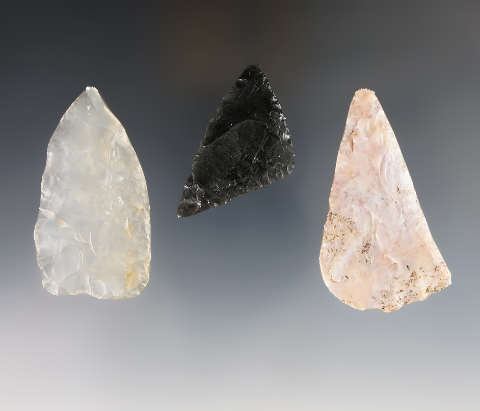 Set of 3 nice Knives found near the Columbia River in the Washington/Oregon area. Ex. Norma Berg. 