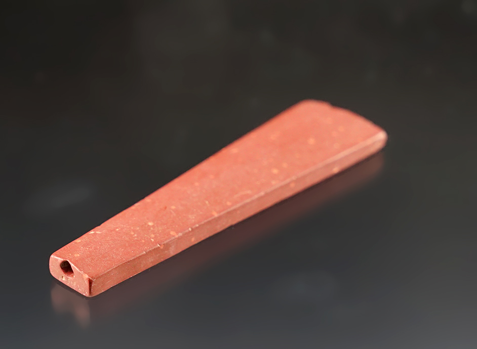 Outstanding 2 3/4" Trapezoidal Beads made from Catlinite. Townley-Read Site, Geneva, New York.