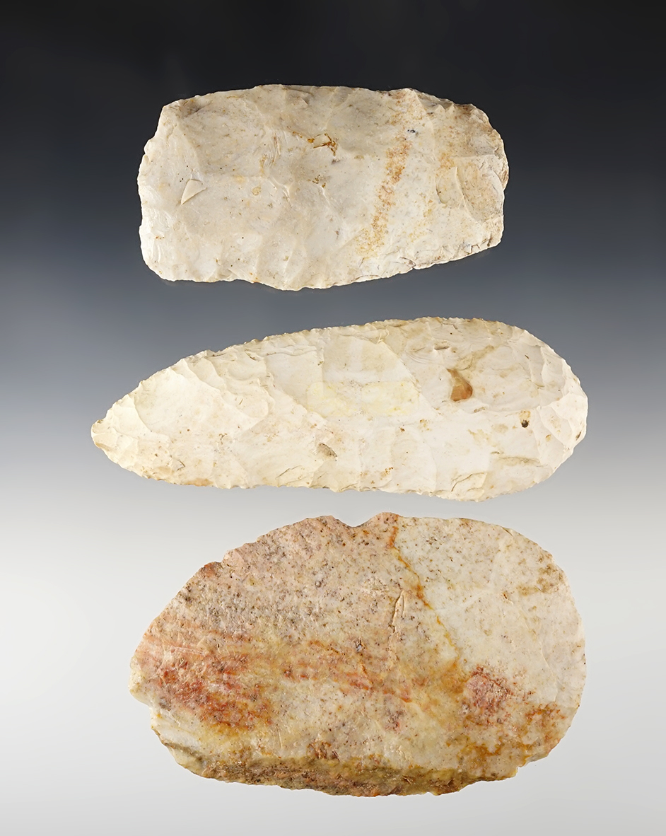 Set of 3 Missouri Paleo Tools. 2 are uniface. The largest is 4 5/8".