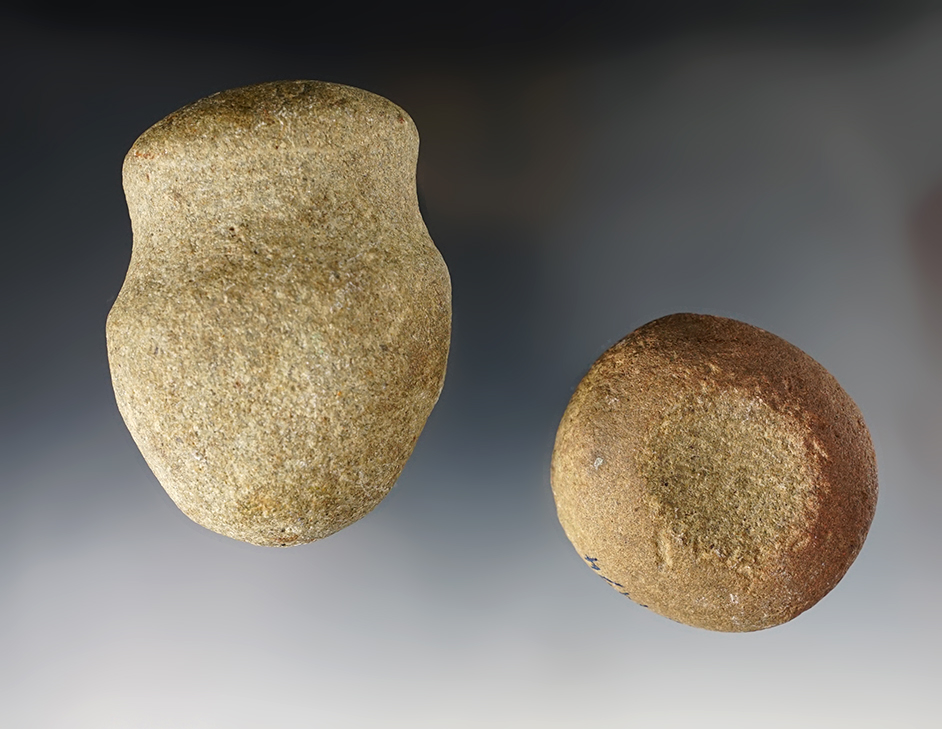 Pair of Ohio Hammerstones in good condition. The largest is 3 1/4".