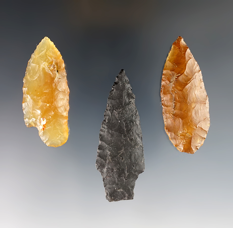 Set of 3 well made points - Washington/Oregon area. Ex. Norma Berg. All have Certificate of Origins.