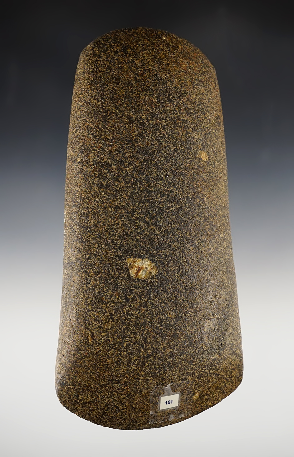 6 7/8" Flared Bit Illinois Celt - Hardstone with porphyritic inclusions. Ex. Joe Macik.