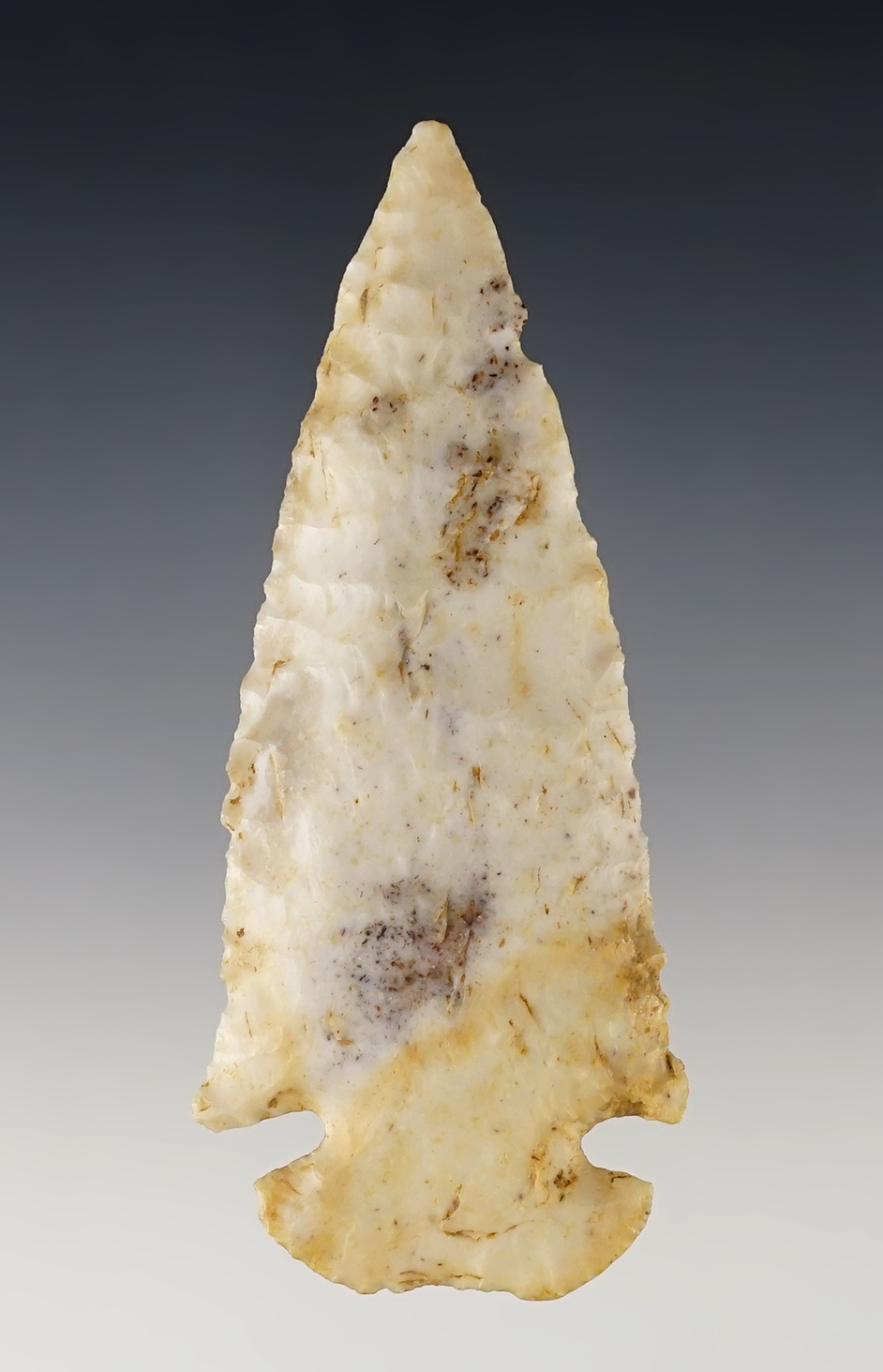 3 11/16" Dovetail that is well shaped . Made of  Avon Chert. Found in Clark Co., Missouri. 