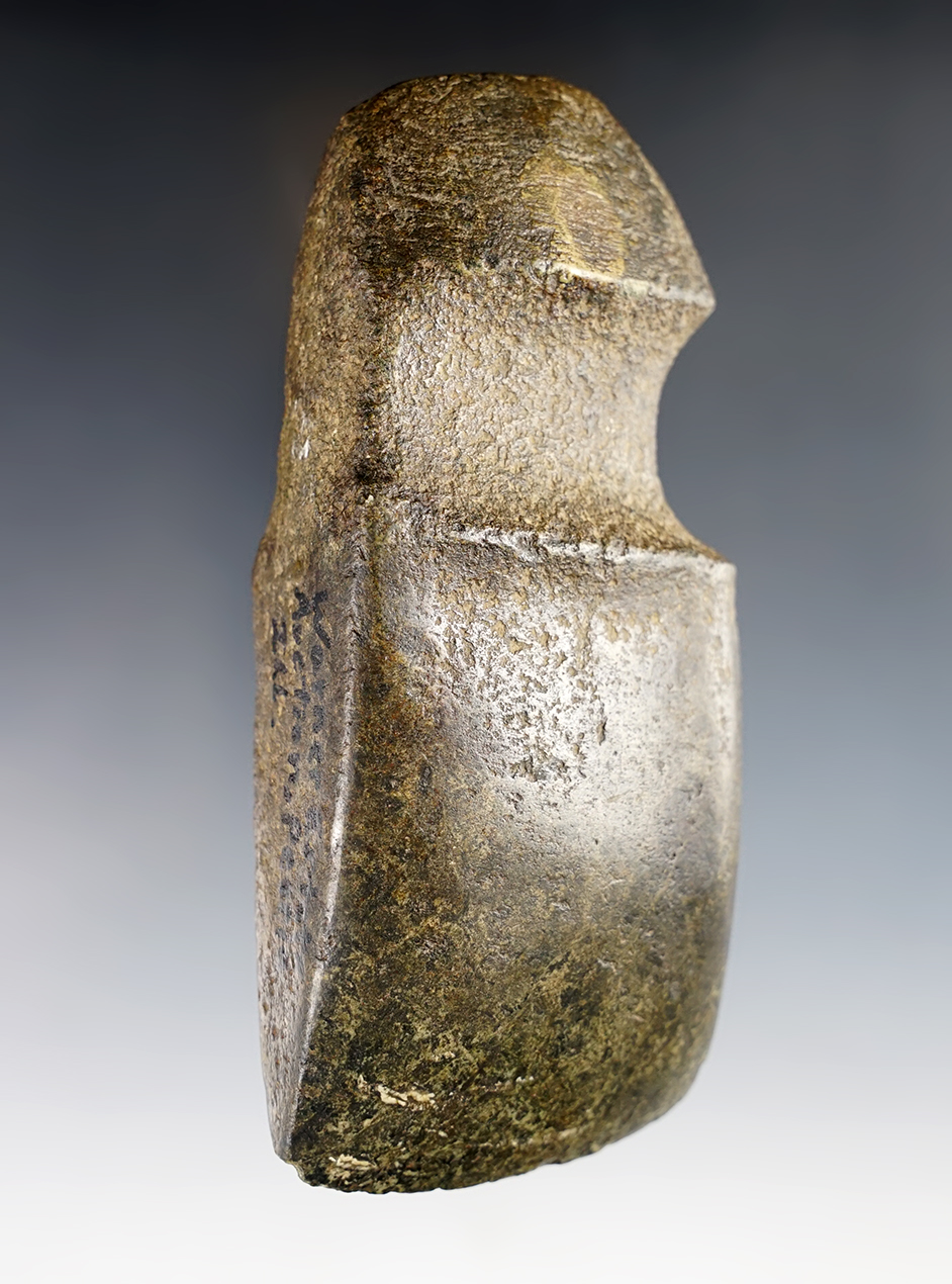 5 1/2" x 2 5/8"  3/4 Groove Axe - Hardstone. Peoria Co., Illinois. Ex. Dave Warner, Ex. Ramp.