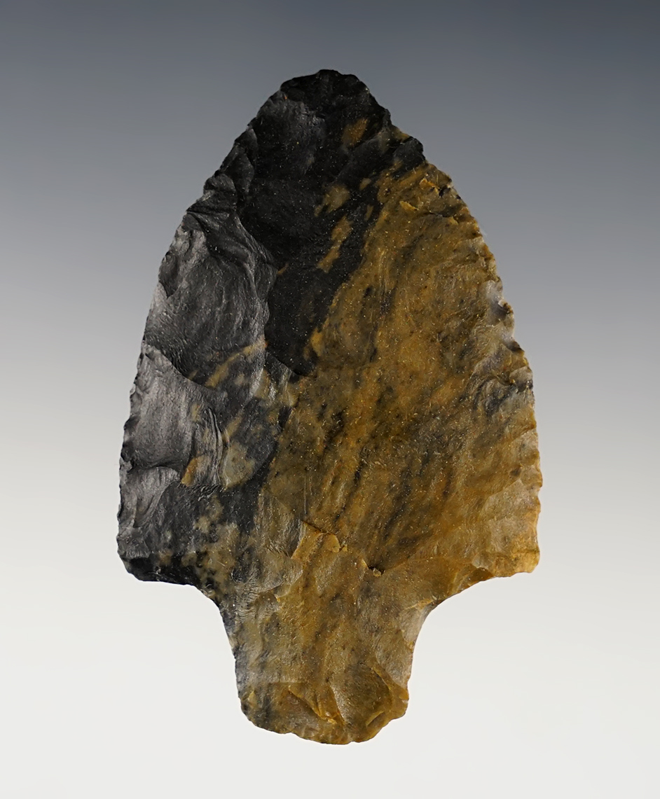 2 13/16" Adena Knife made from beautiful multi-color Upper Mercer Flint. Recovered in Ohio.