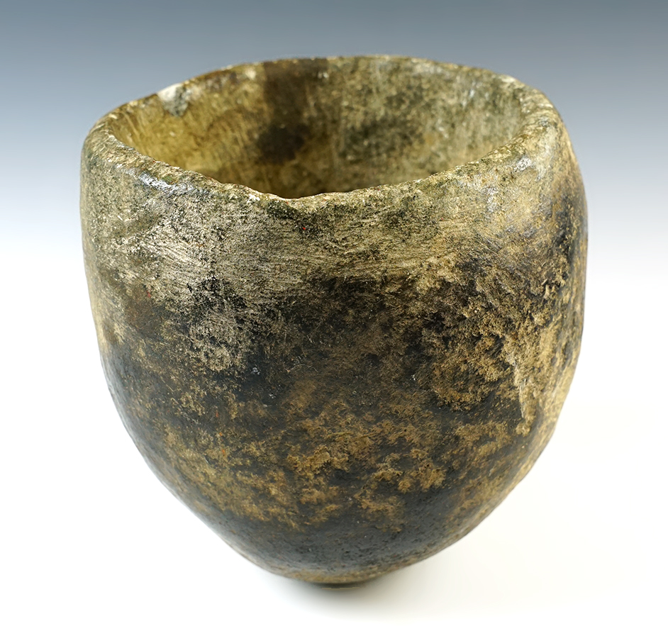6 3/4" x 6 1/4" beautifully carved Steatite Bowl. Big Horn Mountains, Wyoming. 