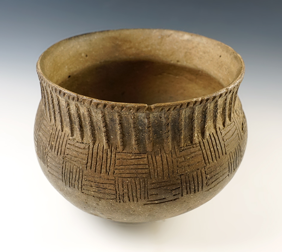 8 1/2" x 6 1/2" Mississippian Jar. Pemiscot Co., Missouri. Ex. Bill Barth, Rocky Falleti.