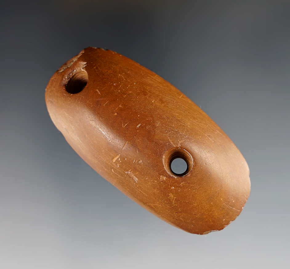 2 7/8" Boatstone that is nicely made from red Claystone. Found in Georgia. 