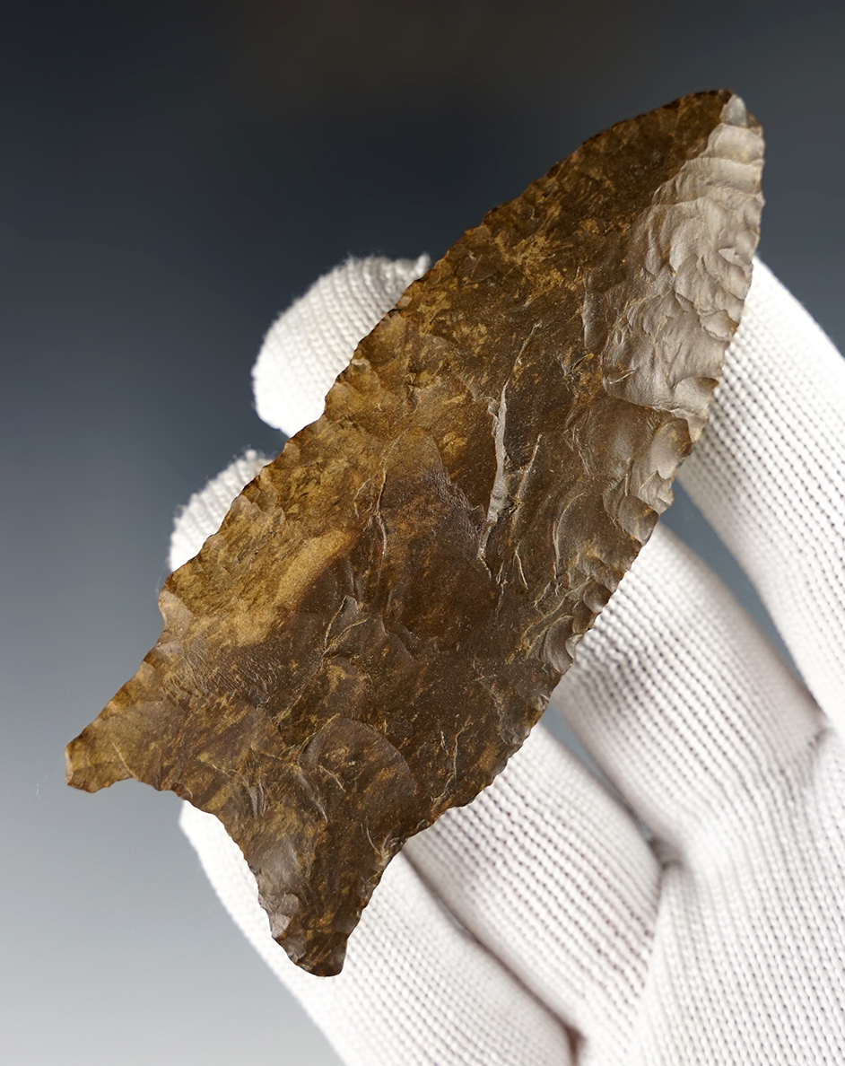 Nice 3 1/2" Greenbrier - Dover Chert. Found in Hickman Co., Kentucky. Partain COA.