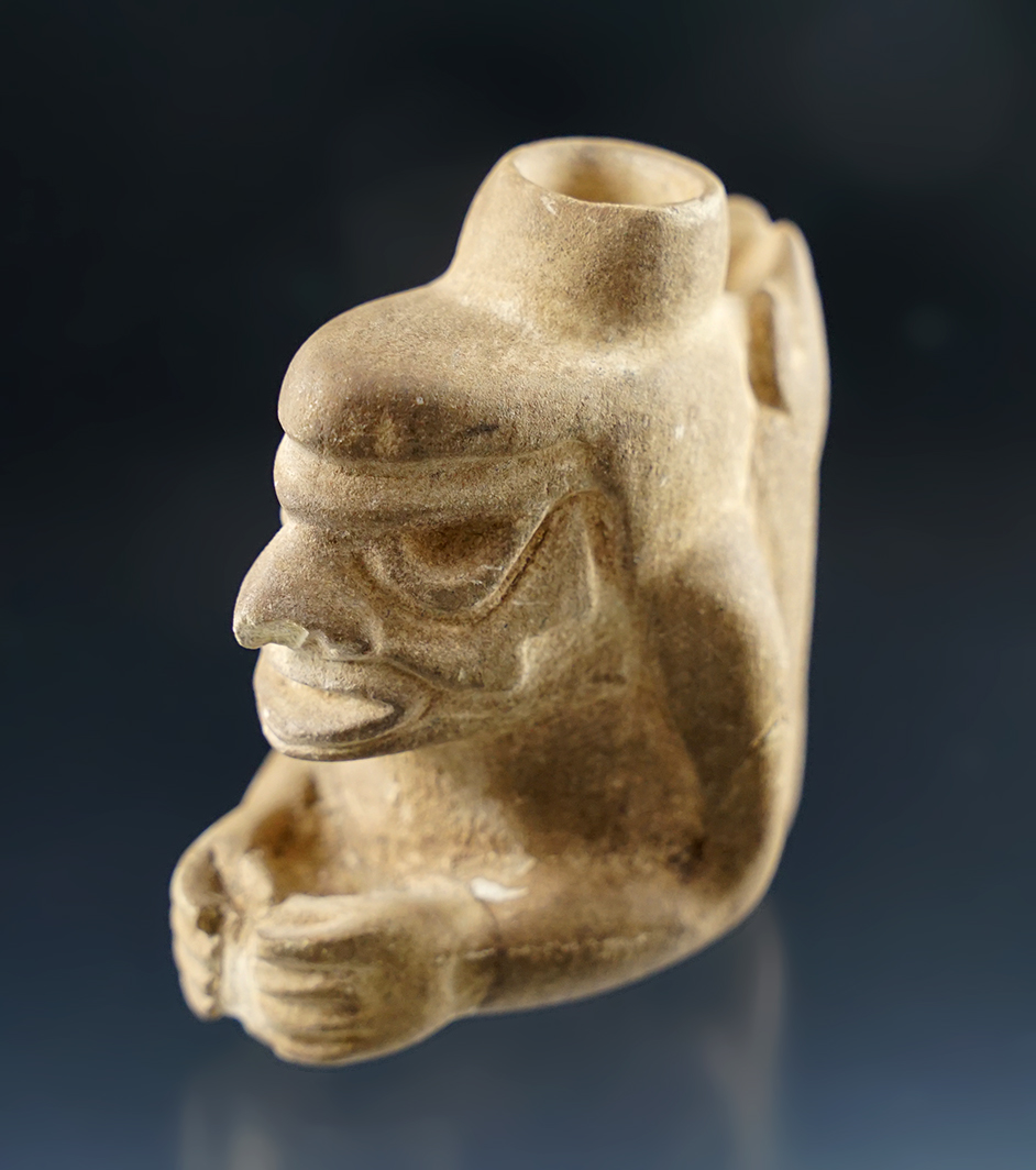 2 1/2" x 2" pre-Columbian  Stone Snuff Container - Peru. Ex. Jim Miller. 