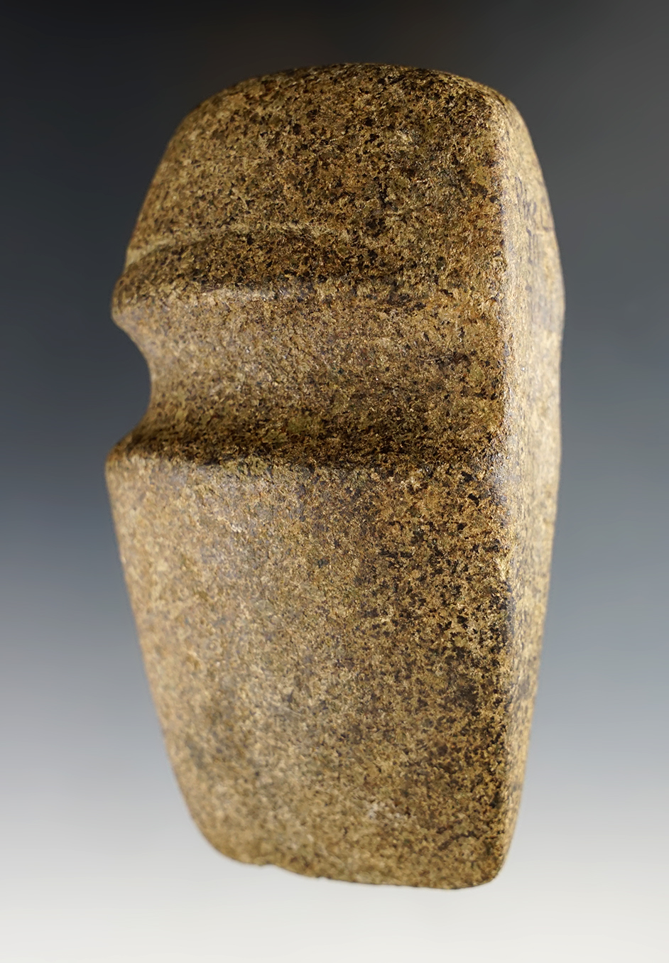 4 1/4" long  3/4 Grooved Hardstone Axe with good overall polish. Found in Pike Co., Illinois. 