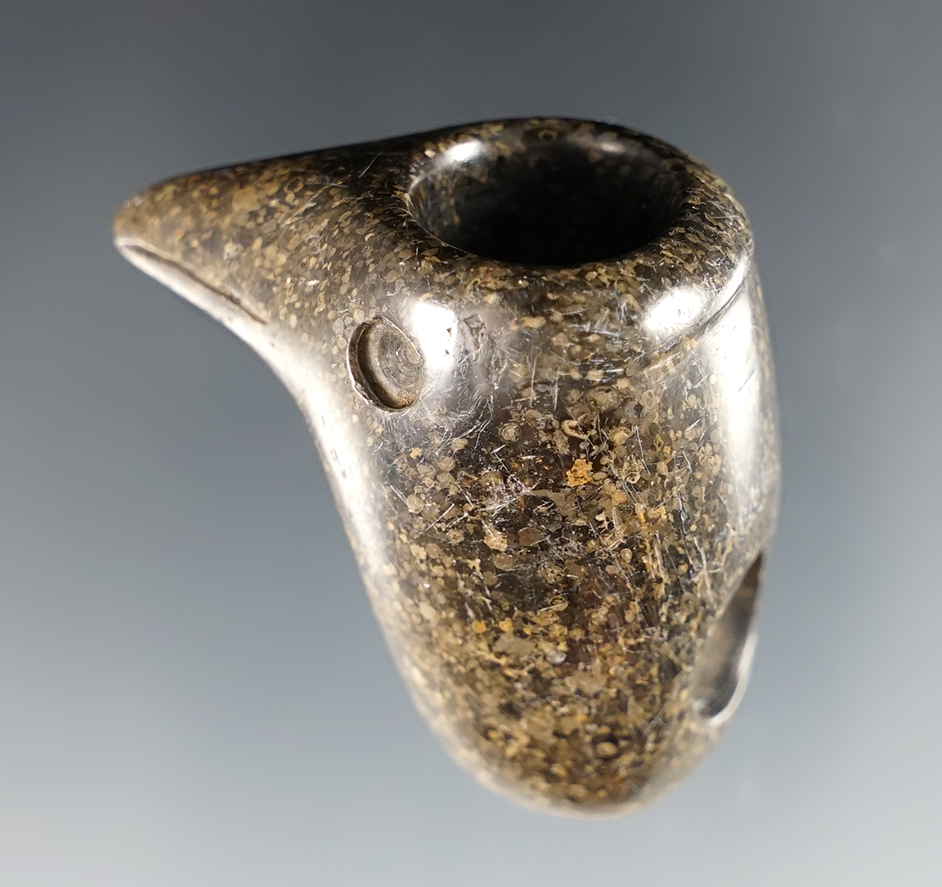 Exceptional 1 3/4" tall x 1 3/4" Pipestone Bird Effigy Vase Pipe. Found in Southern Ohio.