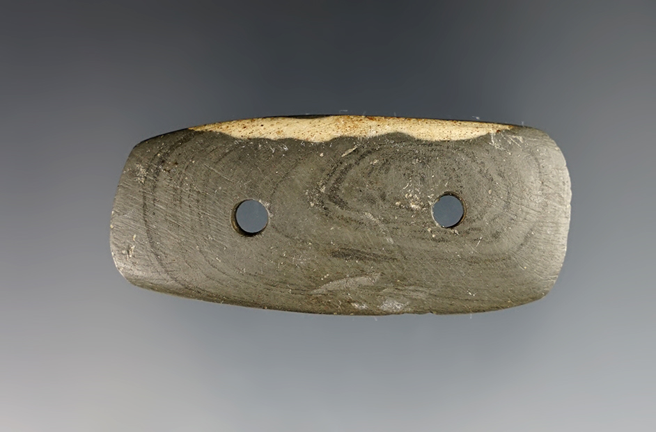 2 3/8" miniature Rectangular Gorget - Slate with "worm track". Ohio/Indiana area.