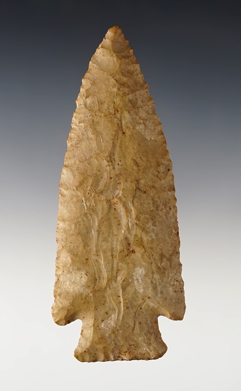 4 1/4" Hardin that is thin and well flaked. Excellent condition. 