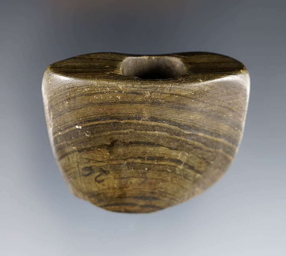 2 1/8" Panel Bannerstone - Ohio. Banded Slate. Ex. Max Shipley. Ramp's catalog # is O-208.