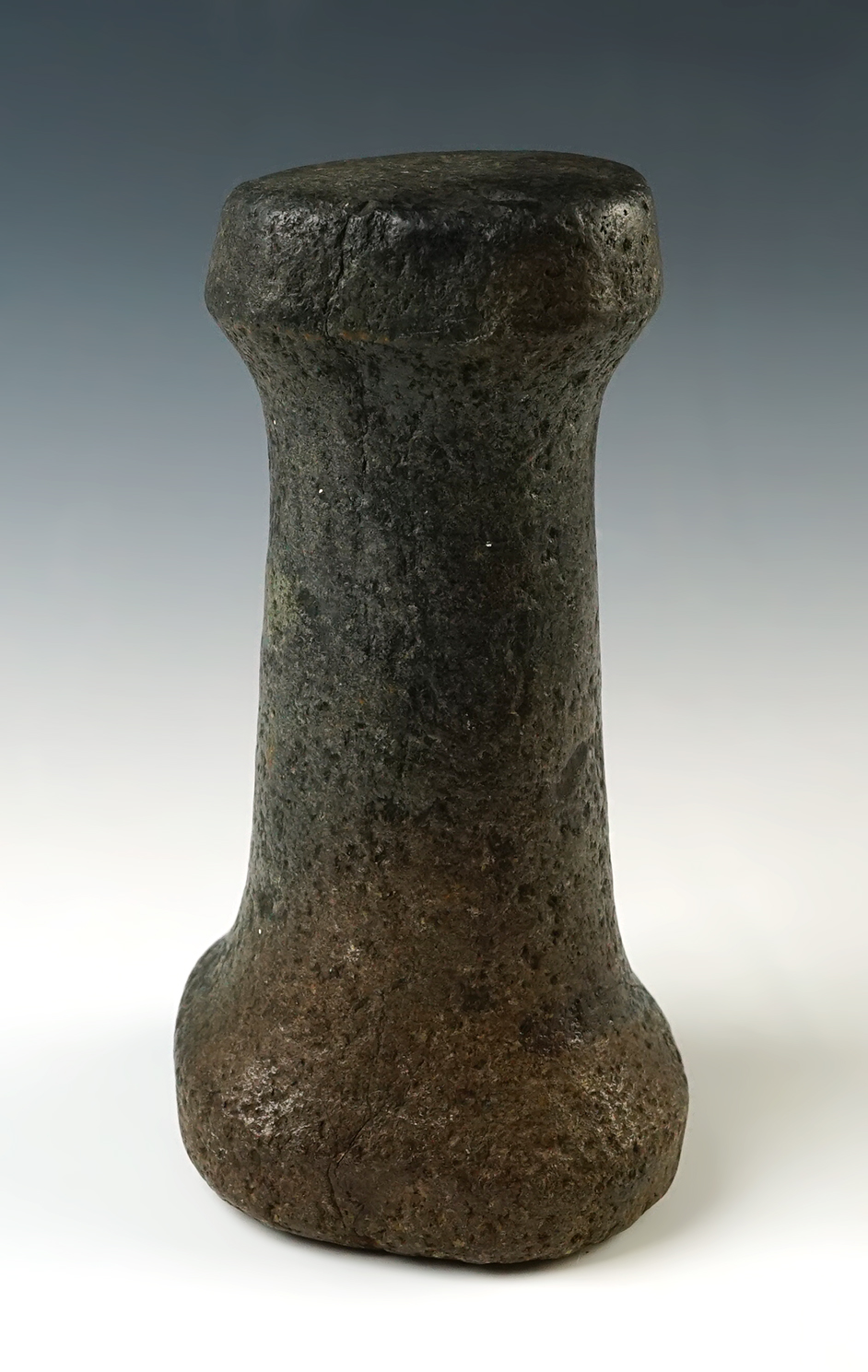 6 7/8" Knobbed Bell Pestle made from deeply patinated Hardstone. Midwestern U.S. 