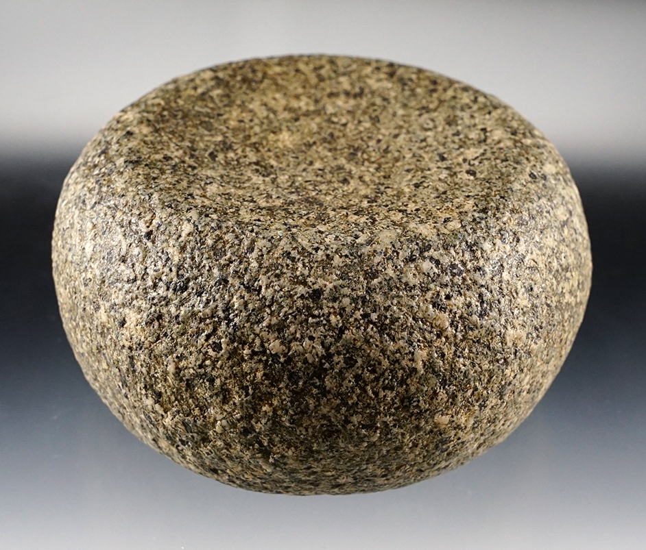 3 13/16"  Double Cupped Discoidal - Granite. Illinois. Ex. Greg Atkinson. Dickey COA.