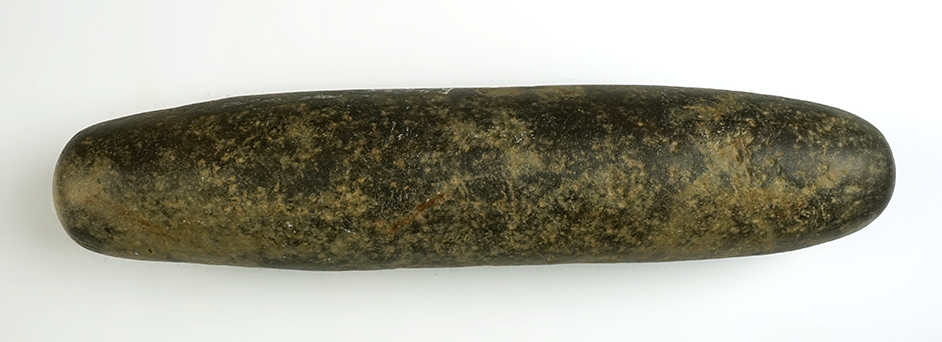 Well polished 10 3/4" Roller Pestle found in Mercer Co., Ohio. Ex. Terry Elleman.