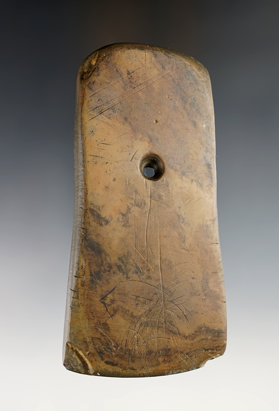 4 1/2" Pendant - Dearborn Co., Indiana. Ex. David Root (#3389). Made from colored slate.