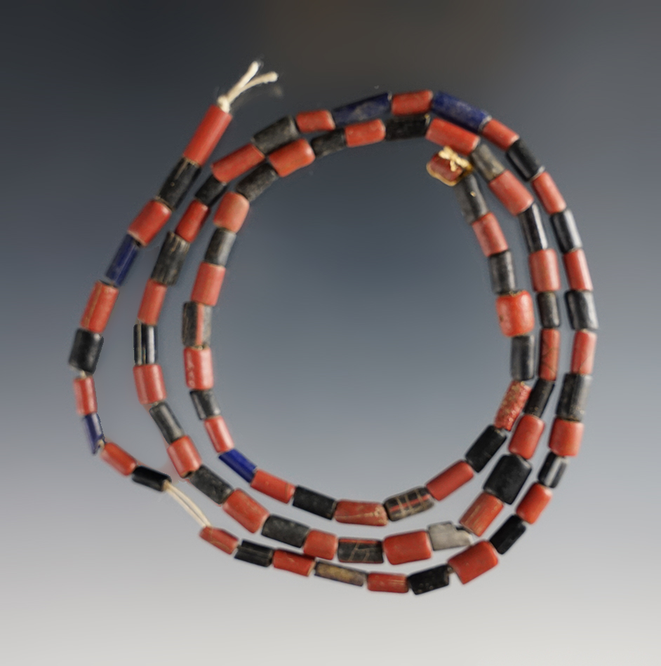 Nice strand of  Barrel Beads, approximately 24". Dann Site in New York. Circa 1655-1675.