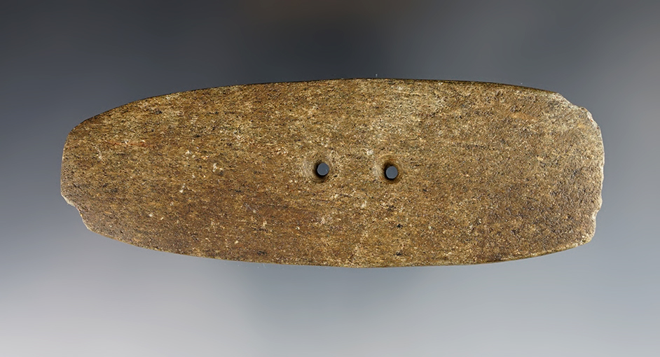 Thin 4 7/8" Rectangular Gorget - Hardstone. Franklin Co., Ohio. Ex. Diller, Dana Staley.