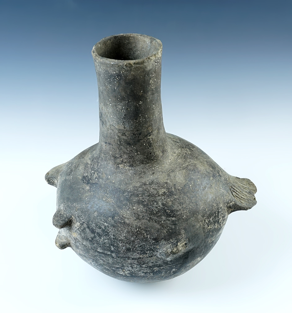 9 1/2" x  8" Fish Effigy Pottery Bottle with restoration to multiple areas - likely Arkansas area. 