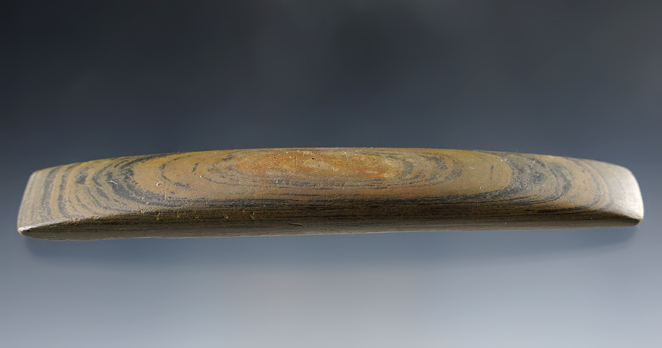 5 3/8" Bar Weight - Banded Slate. Found in Steuben Co., Indiana. Ex. Cameron Parks.