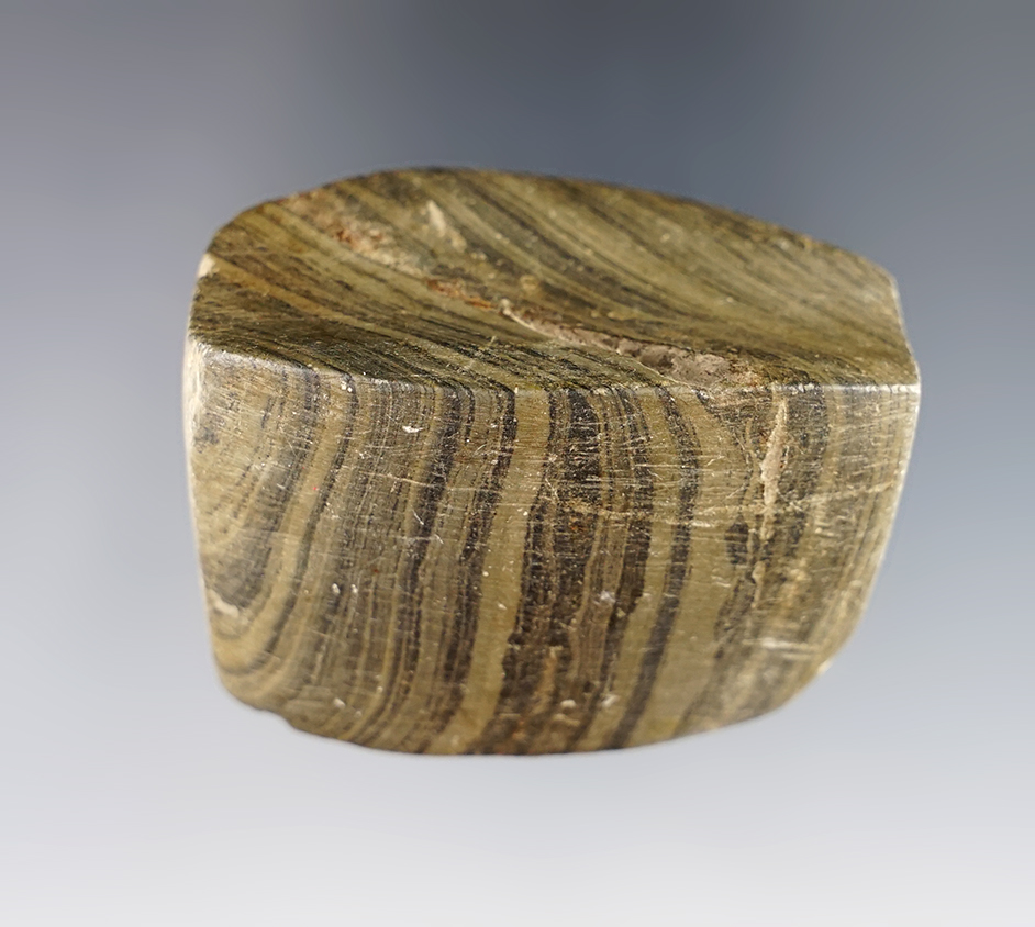 2 3/16" Bannerstone Preform - Tippecanoe Co., Indiana. Banded Slate. Ex. Ron Wilson.