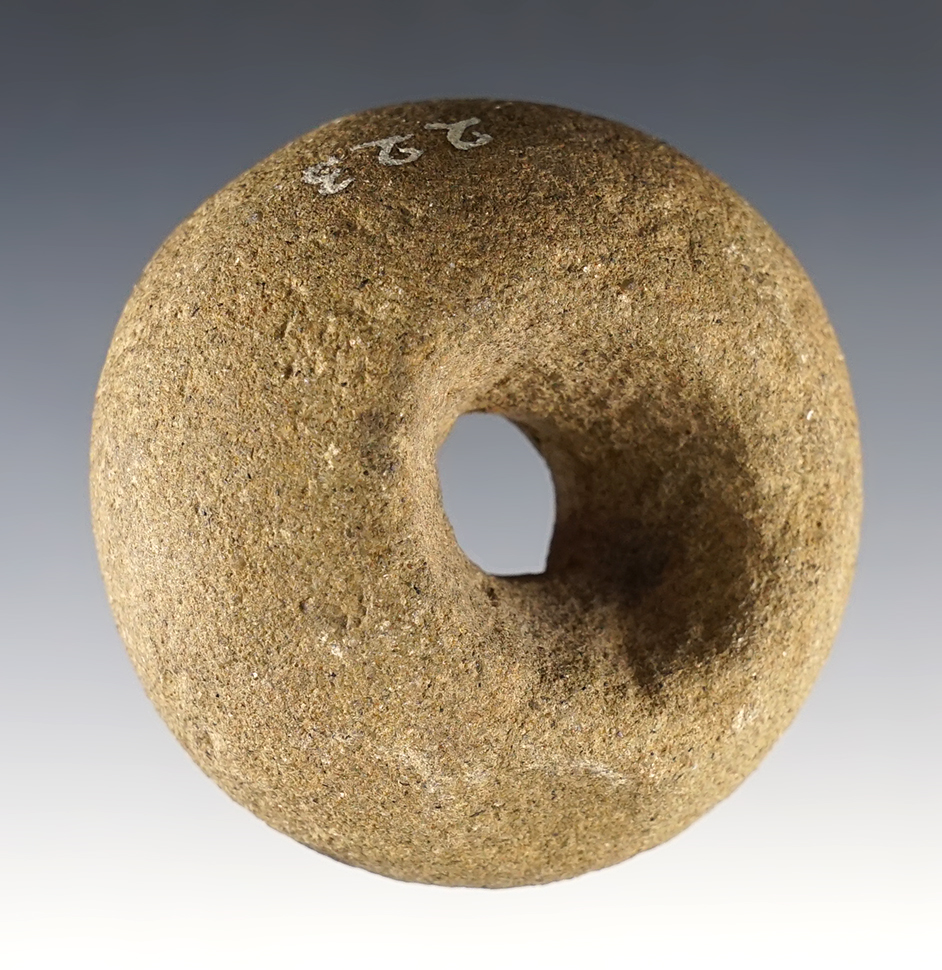 Large 2 3/8" drilled Stone Weight found in Ohio.